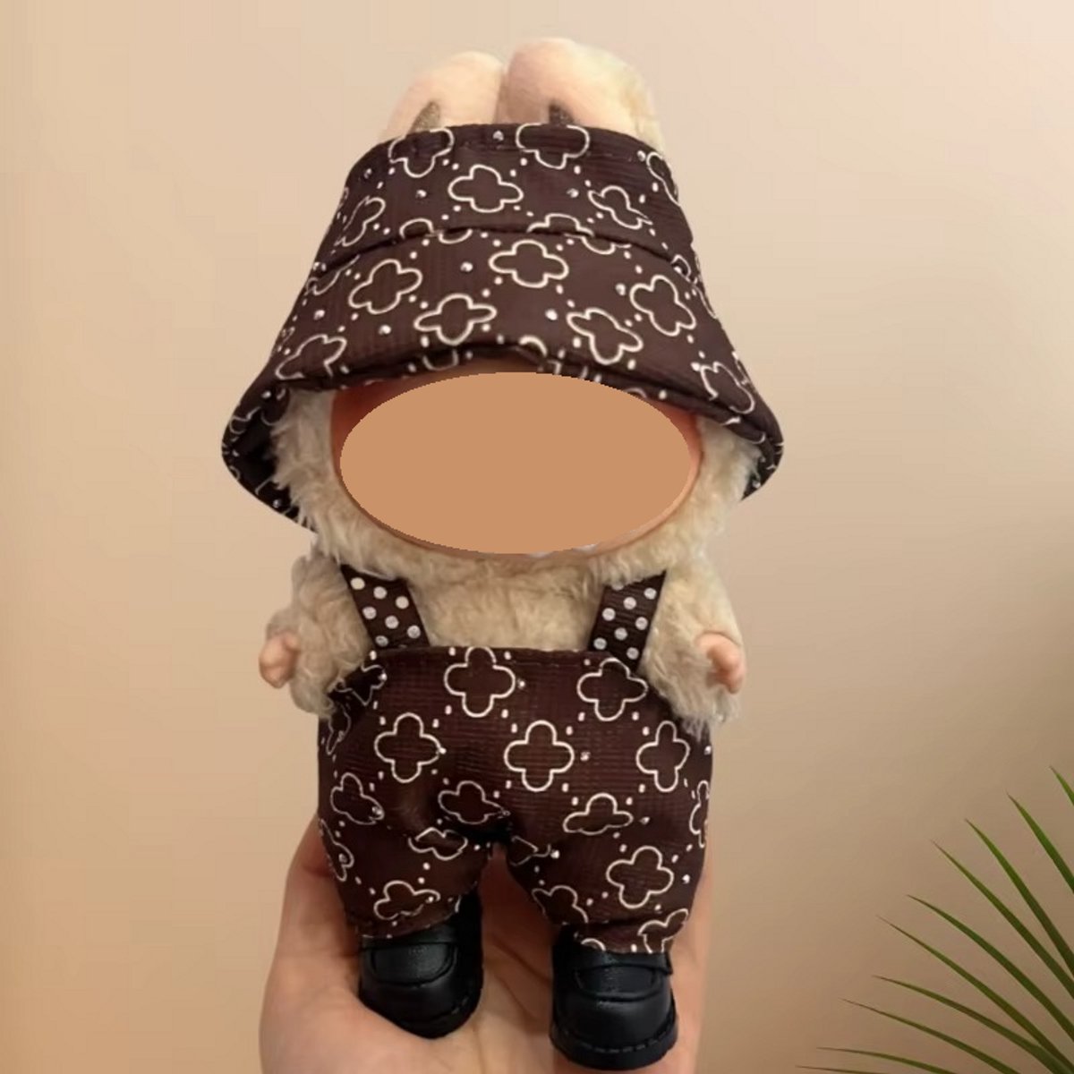 Poppenkleding voor 17 cm Labubu, Labubu kleding 3-delige Schattige Outfit voor Poppenaccessoires - Unieke Stijl (Zonder Pop) Zwart